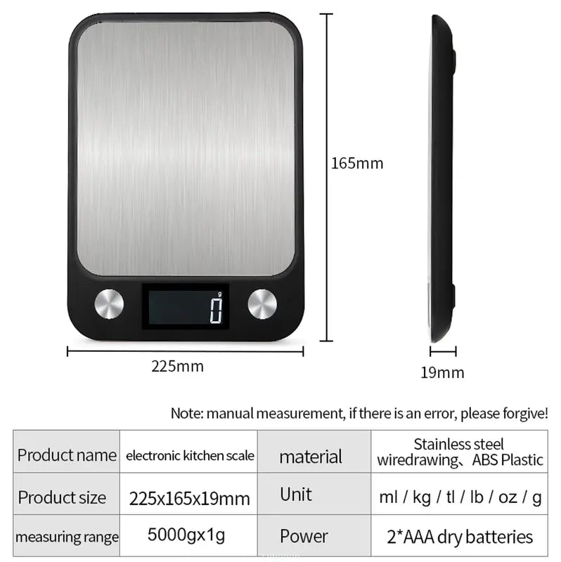 Digital Kitchen Scale 15Kg/1g for Cooking & Baking Stainless Steel
