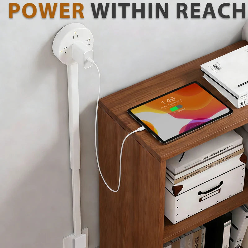 Retractable Power Socket Extender with USB Ports & Adjustable Wall Outlet