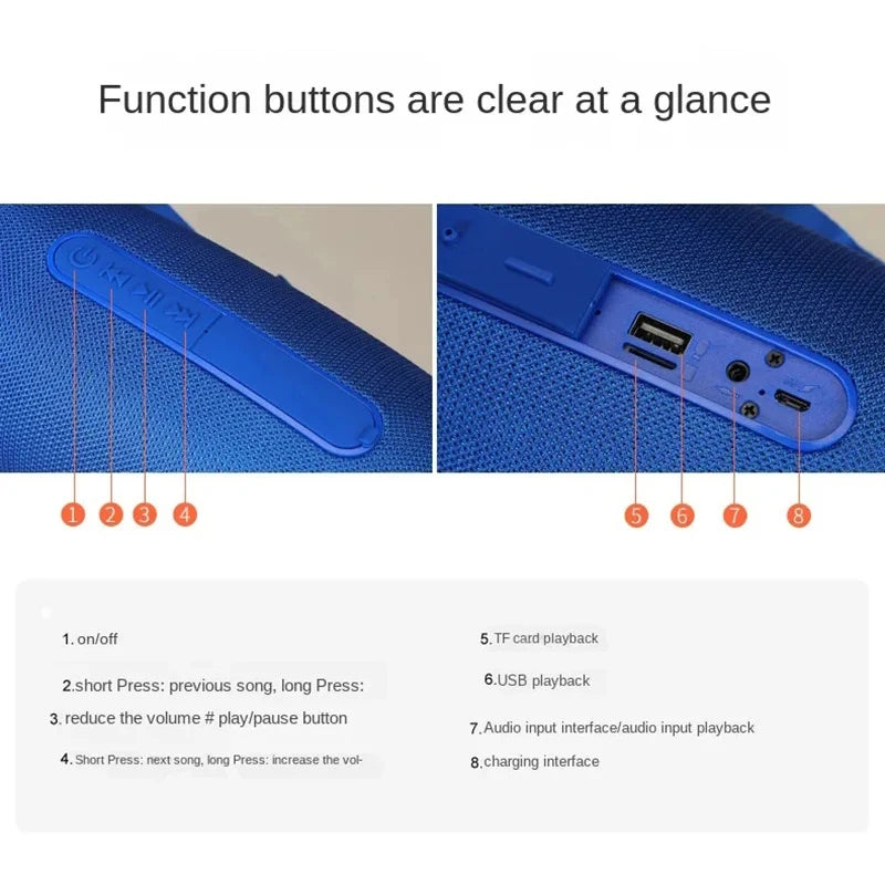 Portable Bluetooth Speaker 10W Wireless Sound Box with FM Radio & TF Card Support