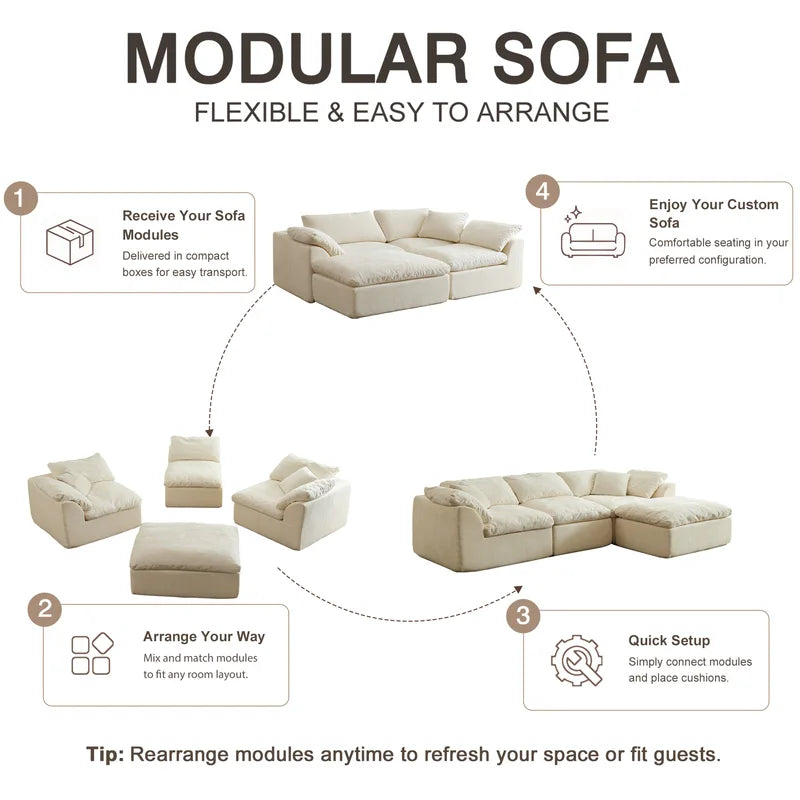 Modern Modular Sectional Sofa with Removable Cushions for Living Room Comfort