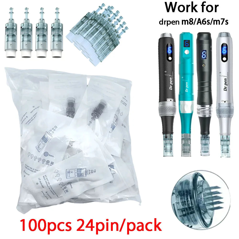 100pcs Dermapen M8 Needle Set for Microneedling and Mesotherapy - 0.25mm Length