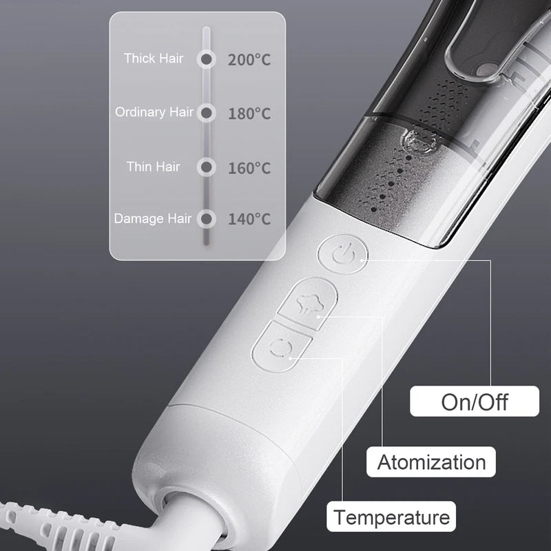 Steam Hair Straightener Brush with Red Light Therapy & Hot Mist - 4 Temperature Settings