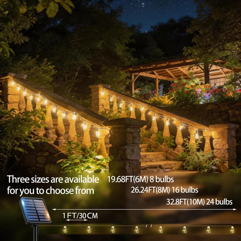 Solar Outdoor Fairy String Lights with Retro Hemp Rope - Waterproof Garden Decor