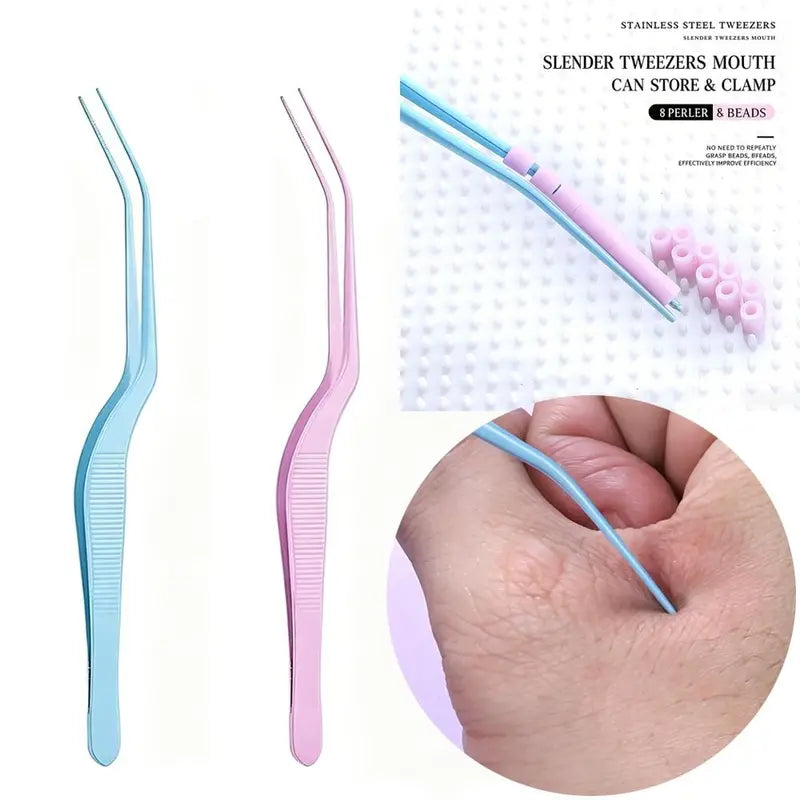 Stainless Steel Bead Picking Tweezers Anti-Static Precision 2.6mm for False Eyelash Application