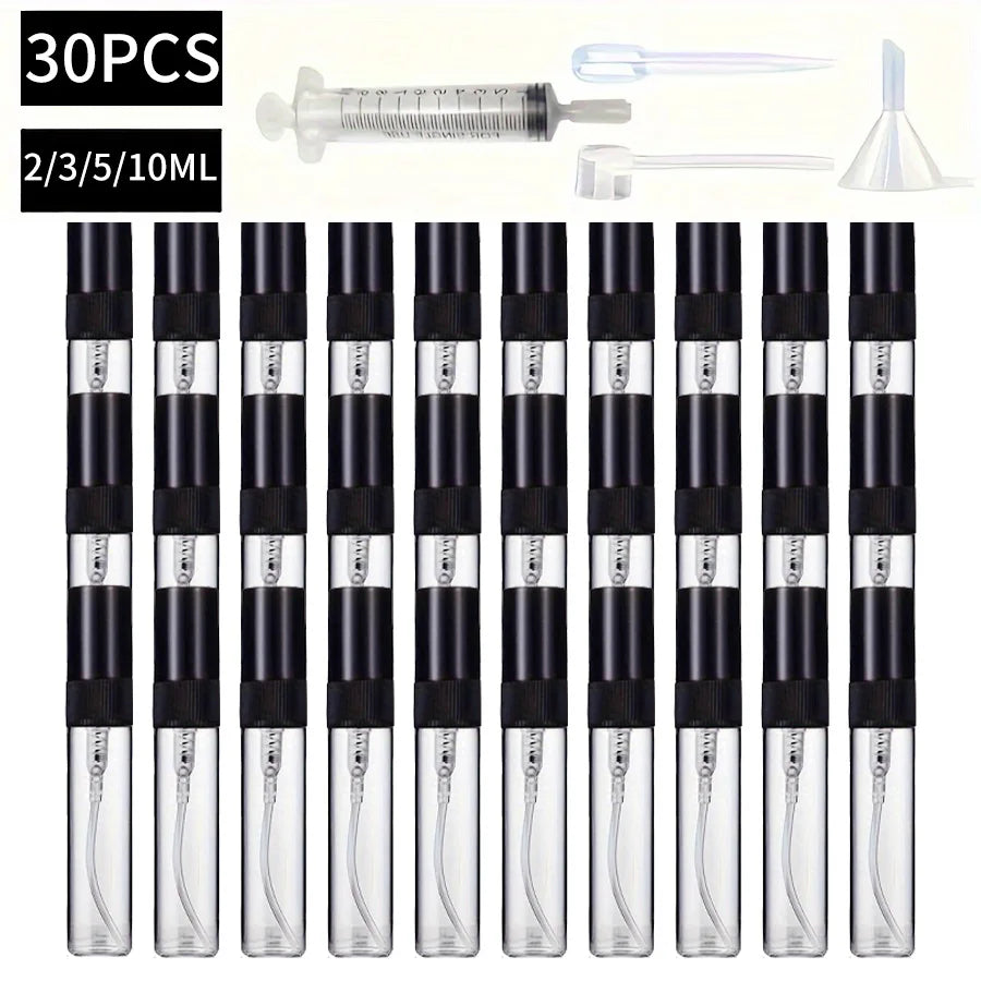 30pcs Glass Spray Bottles Set with Accessories - Refillable Travel Containers