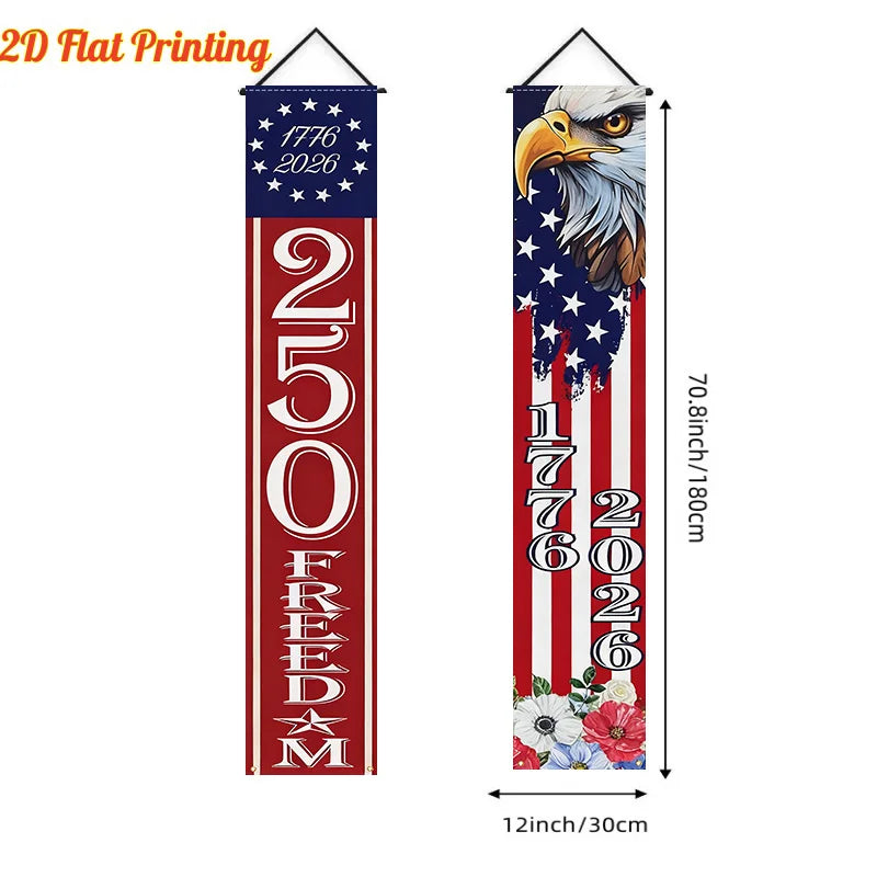 American Independence Day 250th Anniversary Flag Banners - Eagle & US Flag Decor