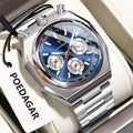 Men's Waterproof Chronograph Watch with Luminous Dial and Stainless Steel Band
