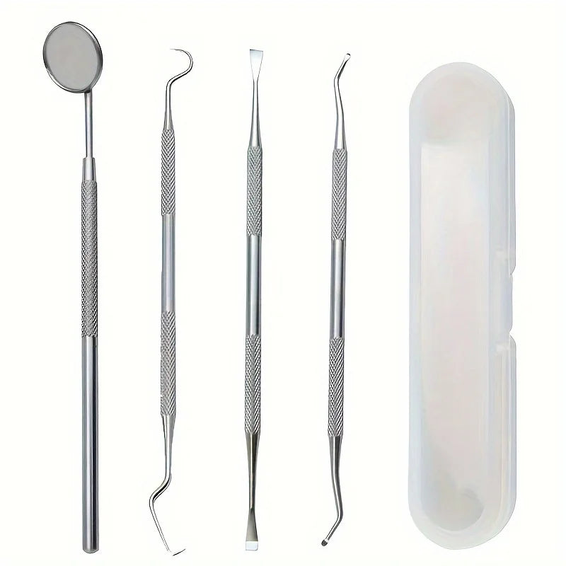 Stainless Steel Oral Cleaning Tool Set with Storage Box - No Odor