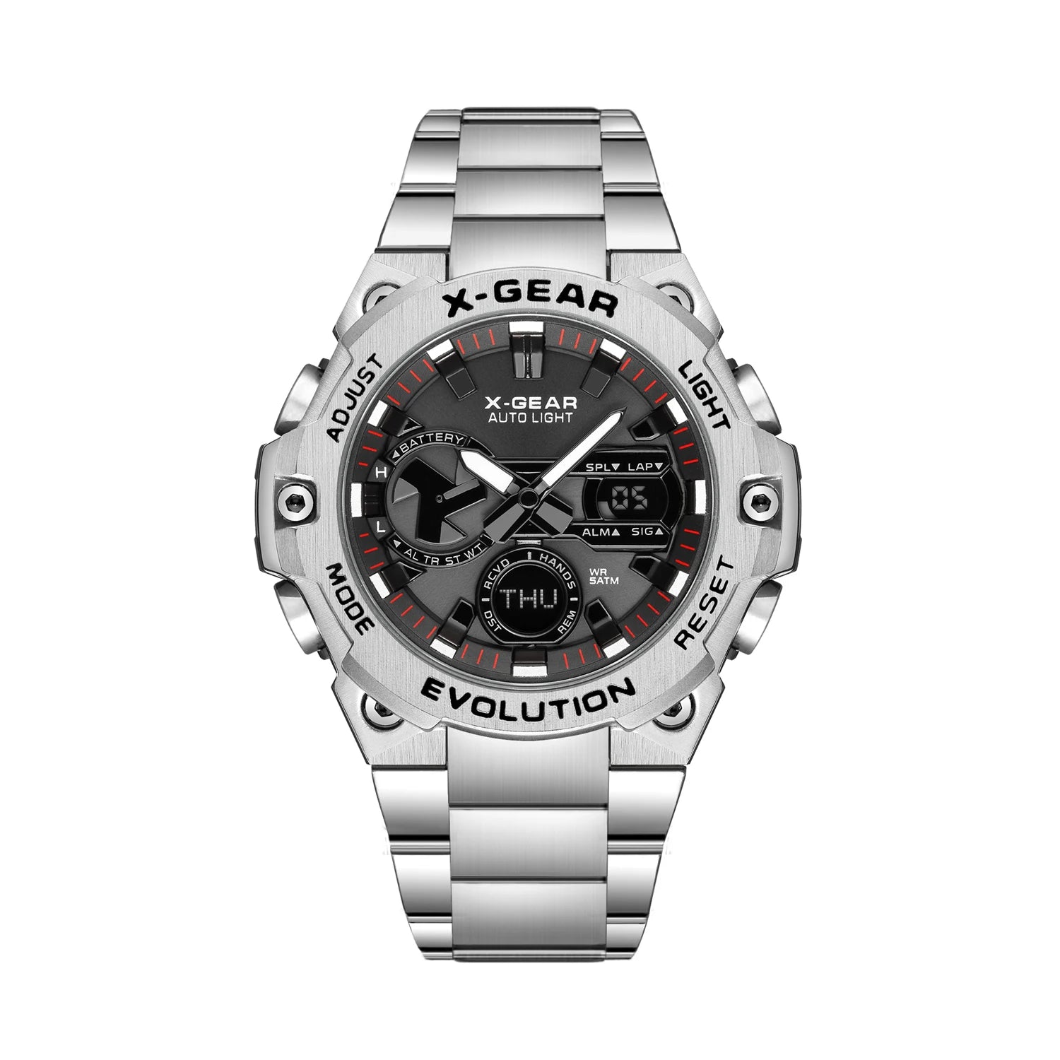 Men's Multi-Function Digital & Analog Watch with Night Light Water Resistance