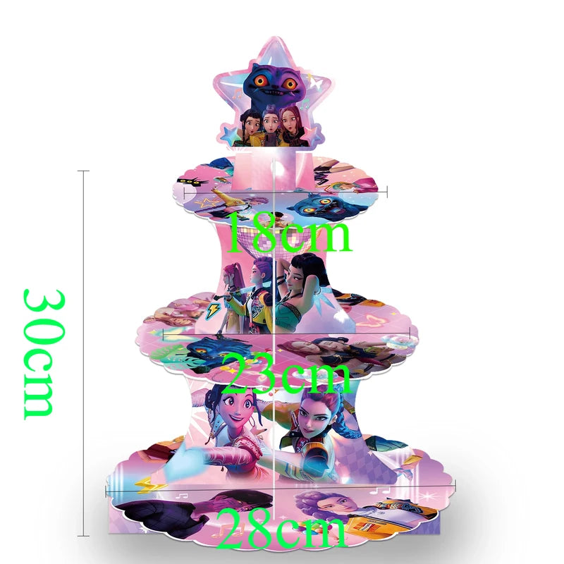 Halloween Demon Hunters Cake Stand 3-Layer Cupcake Display Decor