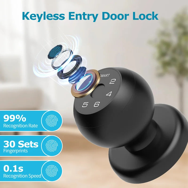Electronic Smart Fingerprint Door Lock with App Control & Keypad