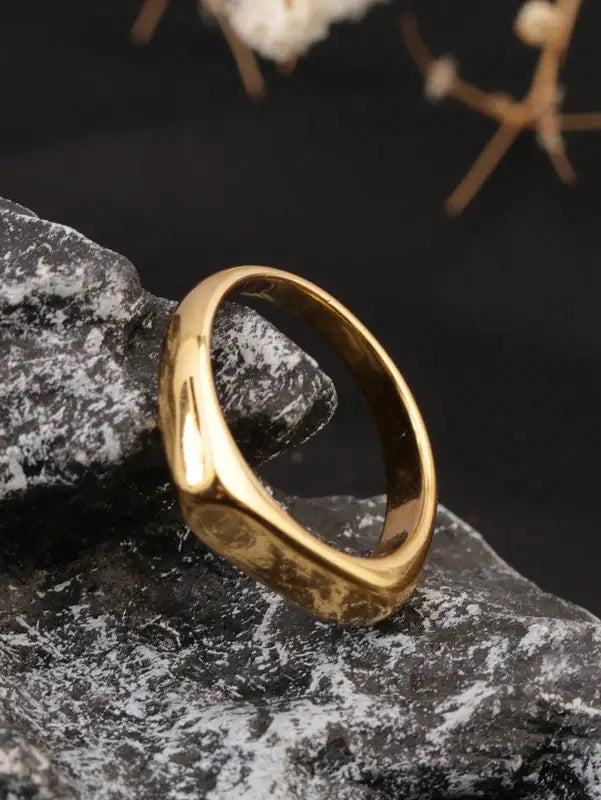 Geometric Gold Signet Ring Stainless Steel for Men & Women - Elegant Daily Wear Gift