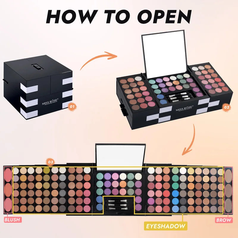 Multi-Functional Makeup Box with Mirror & Eye Shadow Palette Set for Stage Makeup