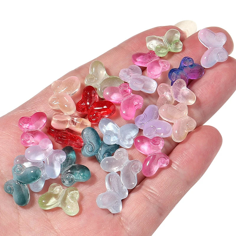 50pcs Butterfly Glass Beads for Jewelry Making - Lampwork Czech Loose Beads