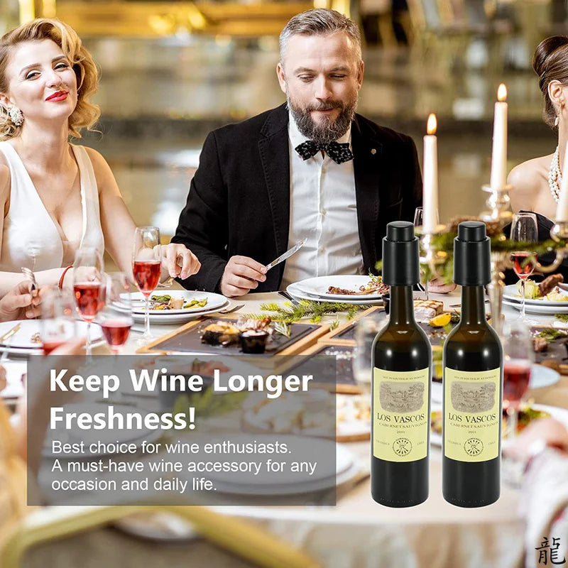 Reusable Vacuum Wine Bottle Stoppers with Date Record - Keep Wine Fresh