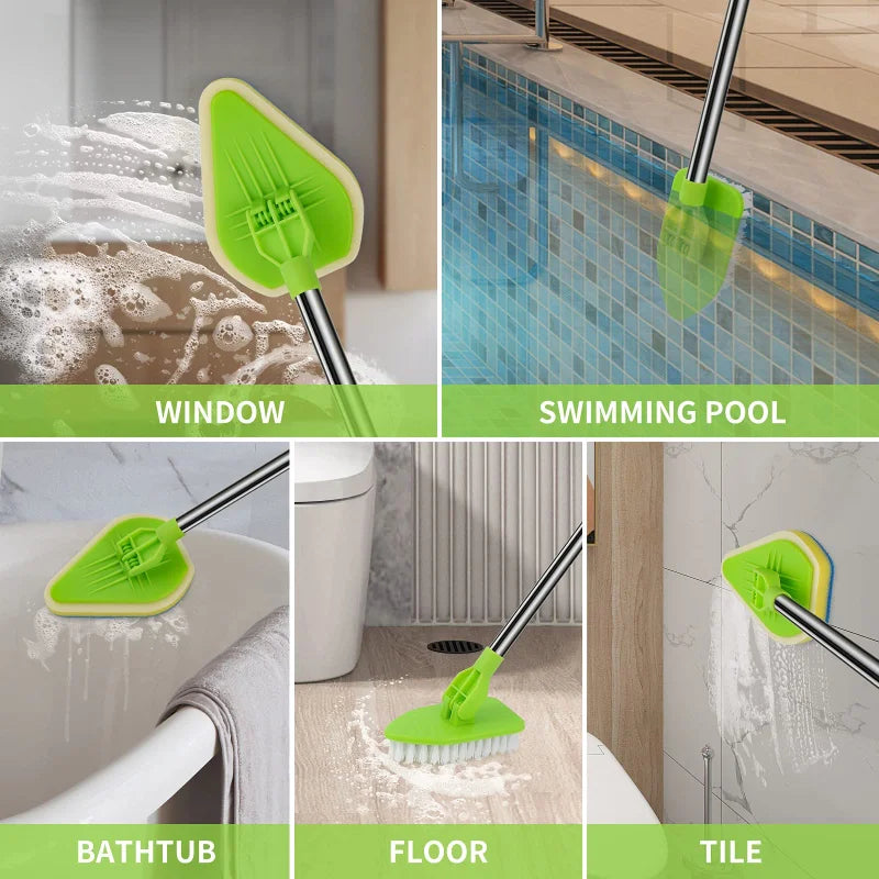 Telescopic Glass Wiper & Multi-Function Cleaning Brush Set - 37" Extendable Handle