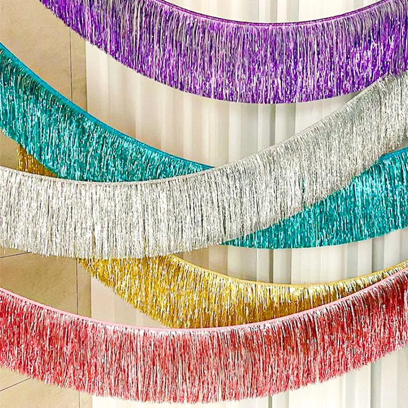Foil Fringe Tinsel Garland - 2M Birthday Wedding Holiday Wall Decor