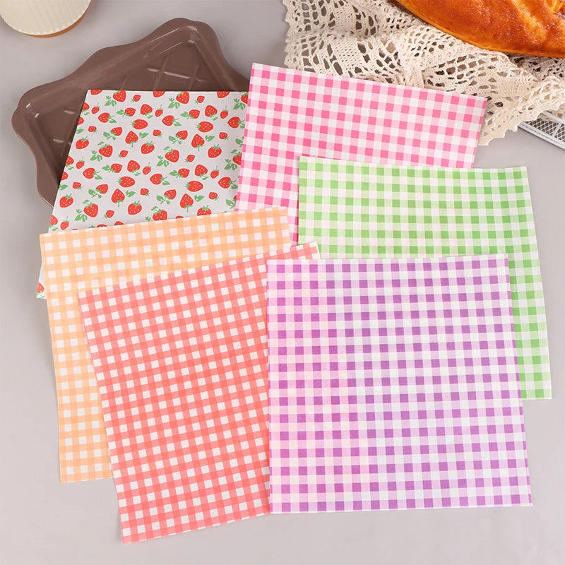 100Pcs Food Waxed Paper Oil-Proof Wrap for Baking Sandwiches Fries 18cm