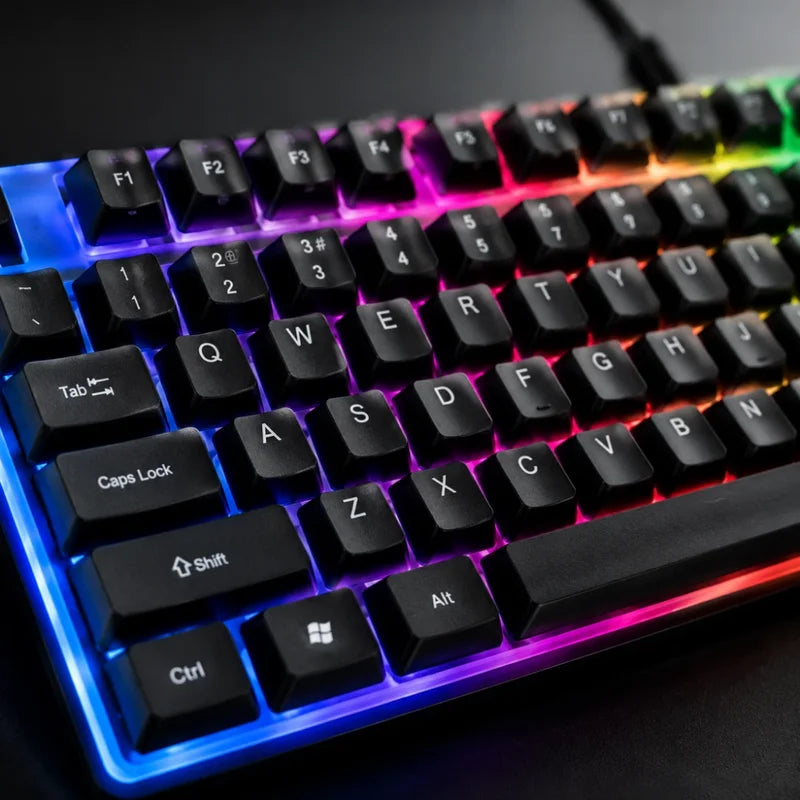 RGB Backlit Mechanical Feel Keyboard with LED Lighting for PC Gaming & Office