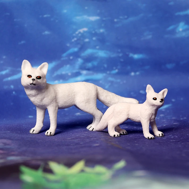 Hand-Painted Woodland Animal Figurines Set - Realistic Fennec Fox, Arctic Fox, Tanuki Cat Miniatures for Kids & Educational Play