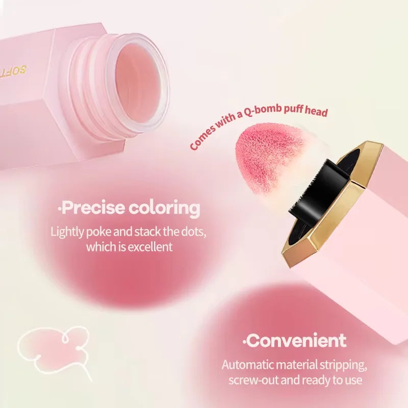 3-Color Matte Liquid Powder Blusher Set with Sponge Brush - Waterproof & Natural Finish