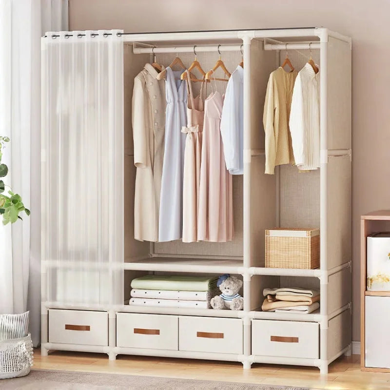 Large Capacity Collapsible Wardrobe Closet with Dust-Proof Storage Shelf