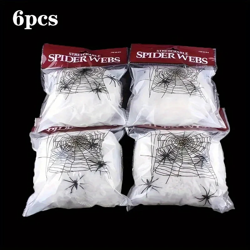 Stretchable Halloween Cobwebs with 2 Spiders Party Decorations for Haunted Houses & Home Decor
