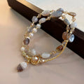 Layered Pearl Bracelet for Women - Summer Crystal Jewelry Gift