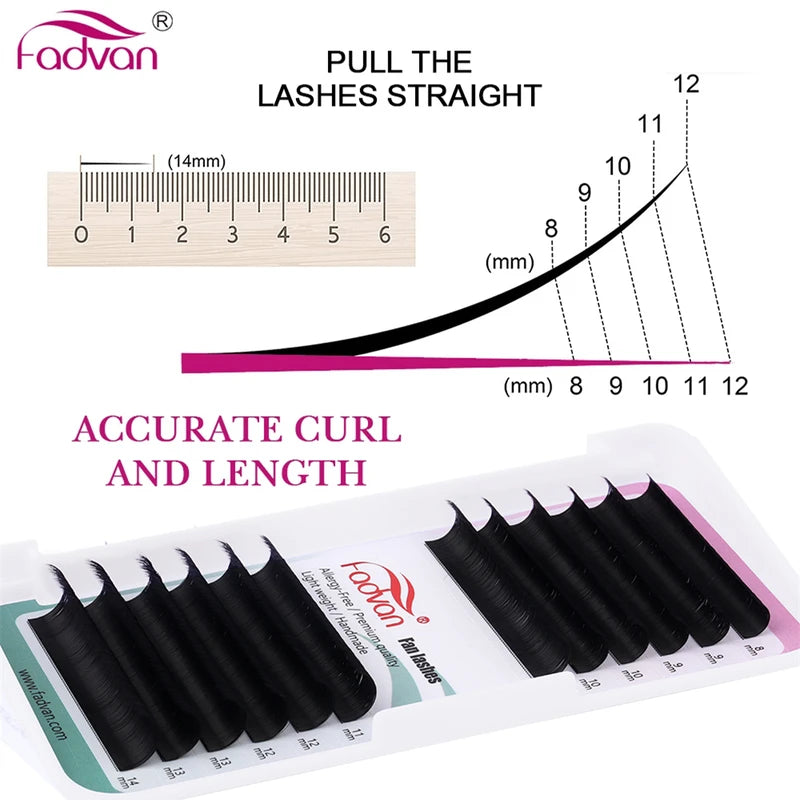 False Eyelash Extensions Flare Fans for Volume Lash Artistry, Natural Silk Cilia
