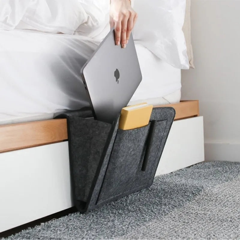 Multi-Use Storage Bag for Dorms Bed Sofa Bedroom Organizers with Felt Material