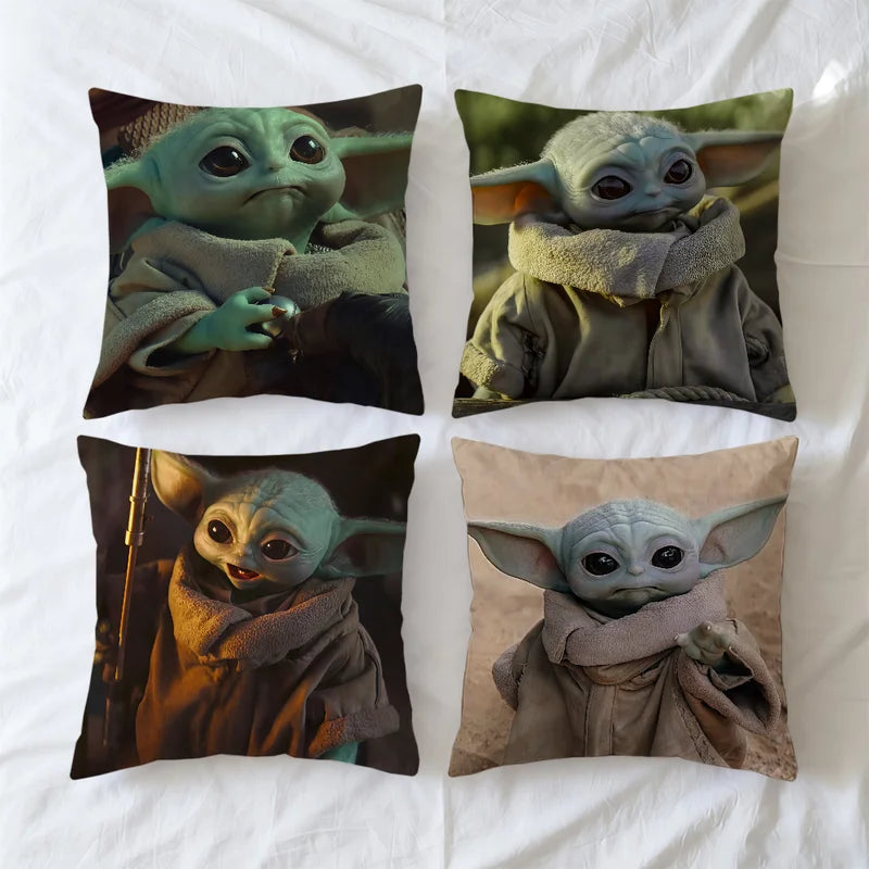 Grogu Star Wars Cushion Cover - Decorative Square Pillow Case for Sofa Bed Living Room