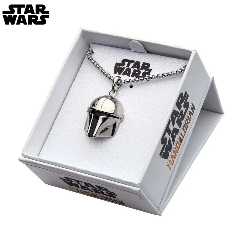 Star Wars Mandalorian Helmet Necklace - Collectible Movie Fan Jewelry
