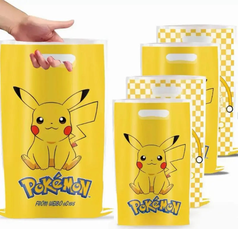 10PCS Pokémon-Themed Gift Bags for Party Favors and Birthday Gifts with Handles
