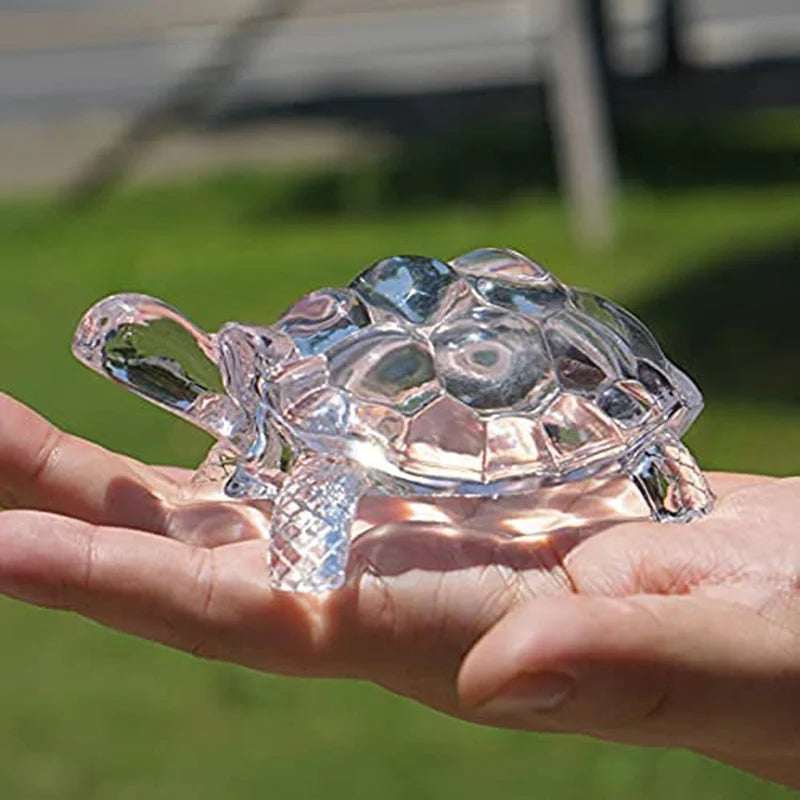 Miniature Tortoise Figurine Feng Shui Lucky Home Office Desk Decor Crystal Turtle