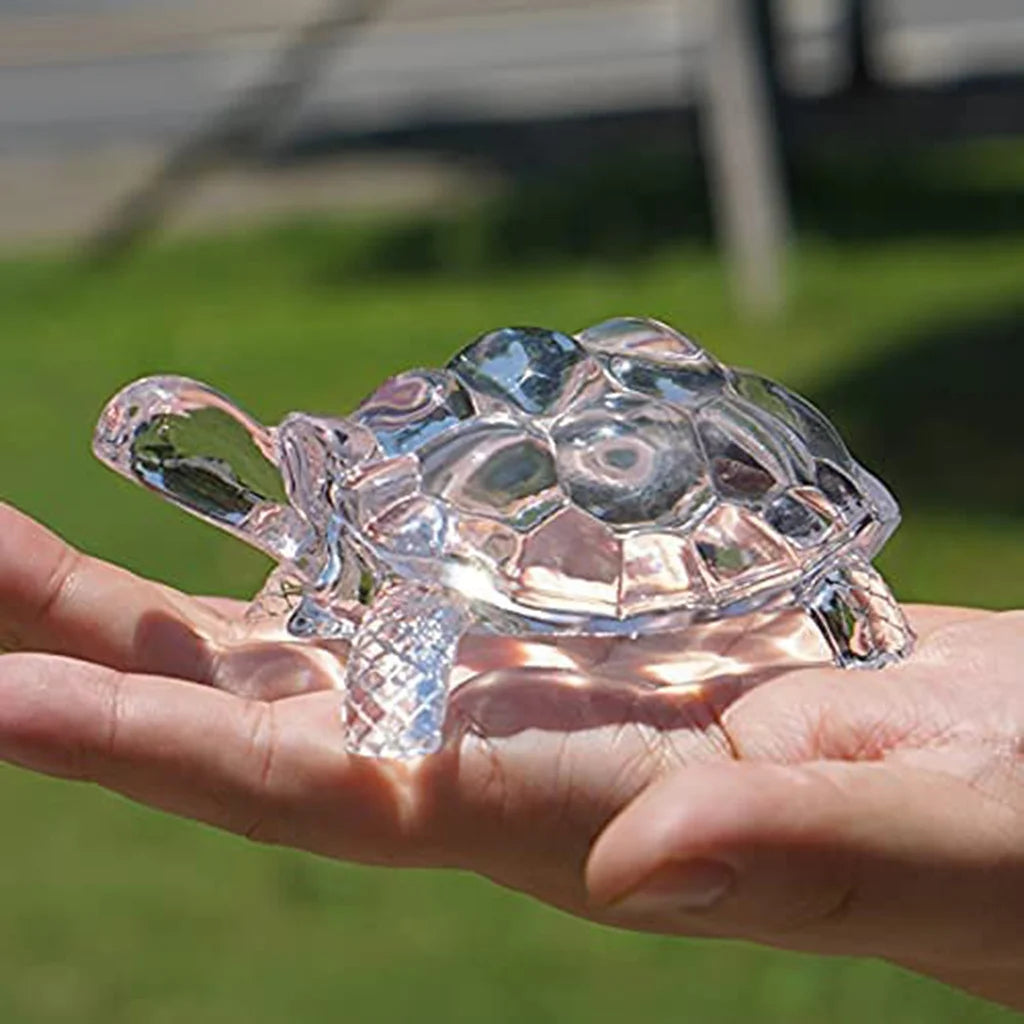 Miniature Tortoise Figurine Feng Shui Lucky Home Office Desk Decor Crystal Turtle