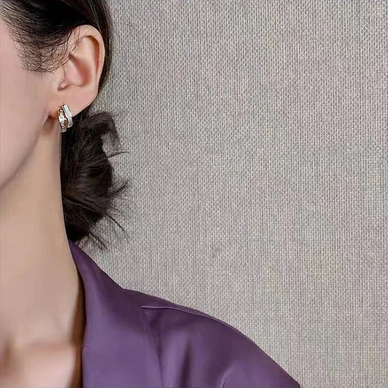Elegant Zircon Arc Metal Stud Earrings for Women Party & Casual Wear