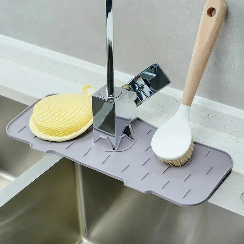 Silicone Faucet Mat Sink Splash Guard Kitchen Accessory - Multiple Colors