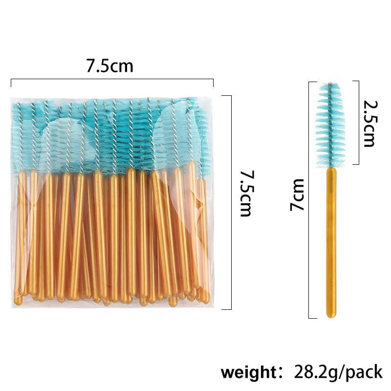 50Pcs Disposable Eyelash Makeup Brush Mascara Wands - Mini Eye Lash & Eyebrow Comb Set
