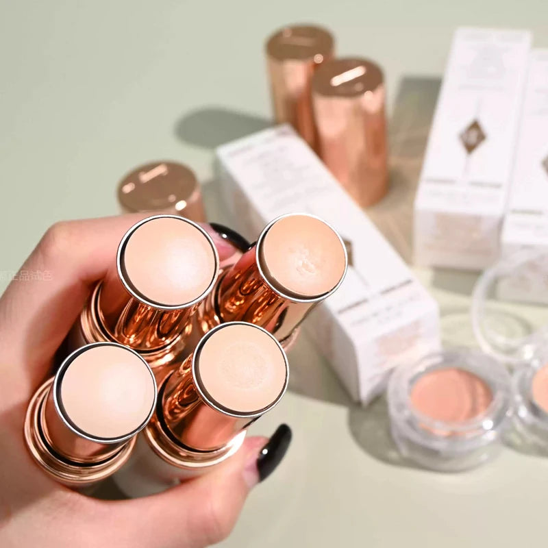 Long-lasting Face Foundation Stick with Highlighter & Blush - Makeup Touch-up Powder Compact