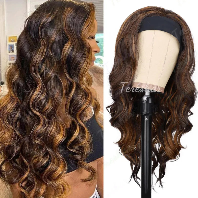 Synthetic Long Wavy Headband Wig for Women - Curly Party & Daily Use