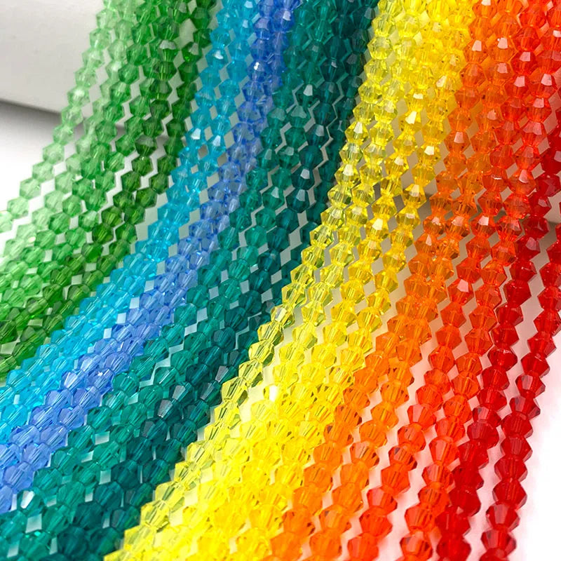 Multicolor Bicone Crystal Beads for Jewelry Making - Loose Glass Spacer Stones