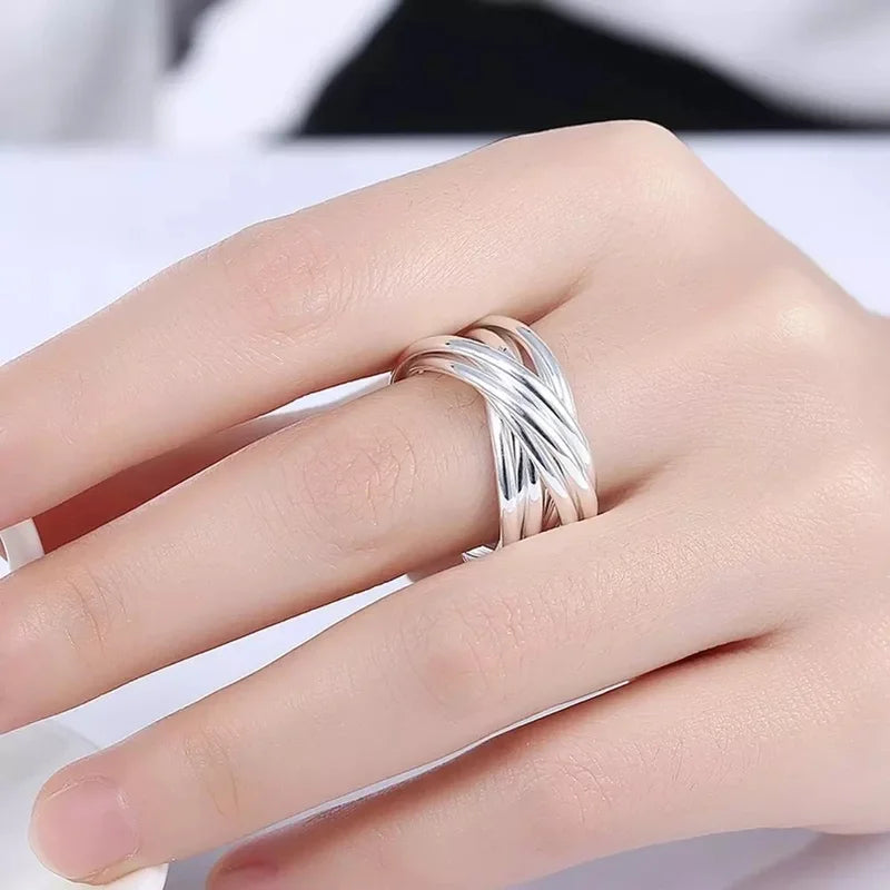 Sterling Silver Five Circles Ring for Women - Elegant Jewelry Gift