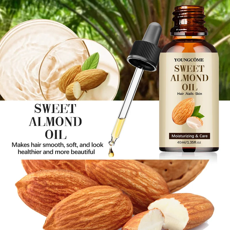 Pure Natural Almond Essential Oil 40/60ml Moisturizing Skin and Hair Care Diffuser Oil
