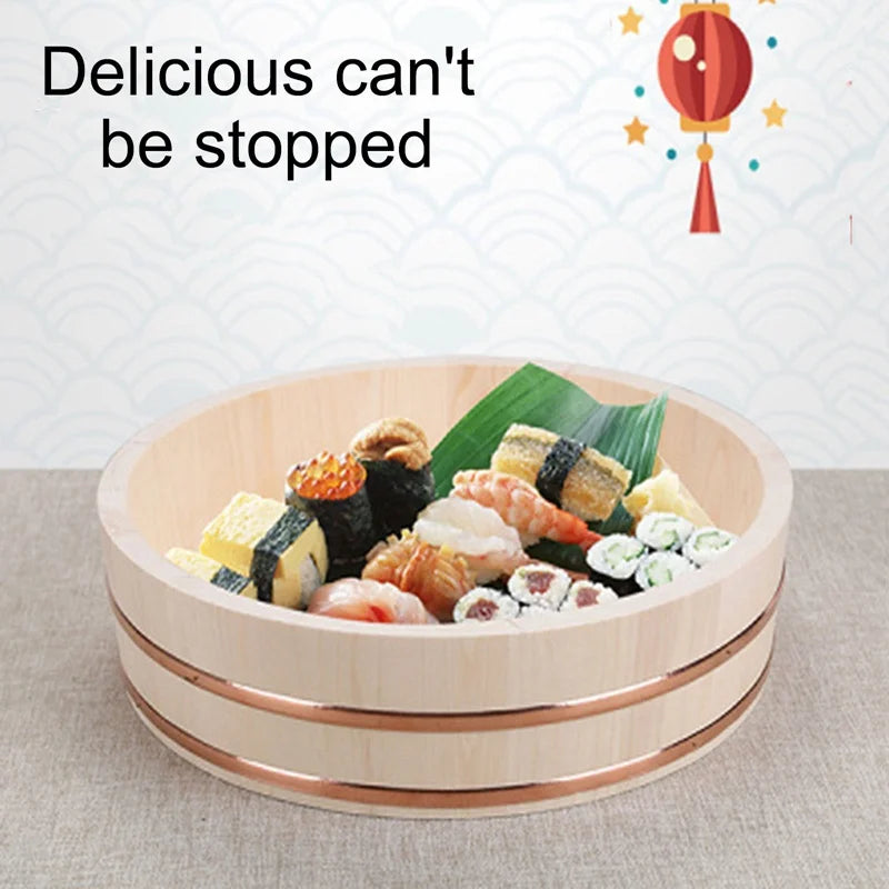 Wooden Sushi & Bibimbap Bucket Set - Korean Cuisine Serving Bowls