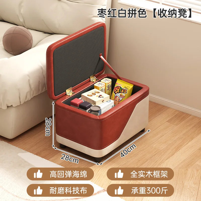 Small Household Shoe Storage Stool with Storage Function - Low, Compact, Multi-Color