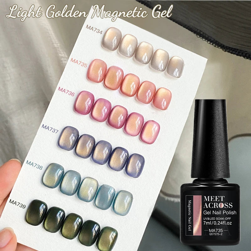 7Pcs Magnetic Gel Nail Polish Set Long Lasting Glitter UV LED Soak Off Kit