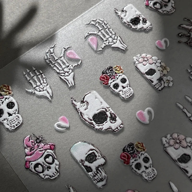 Halloween Skeleton Nail Art Stickers - Dark Evil Style Decorative Manicure Decals