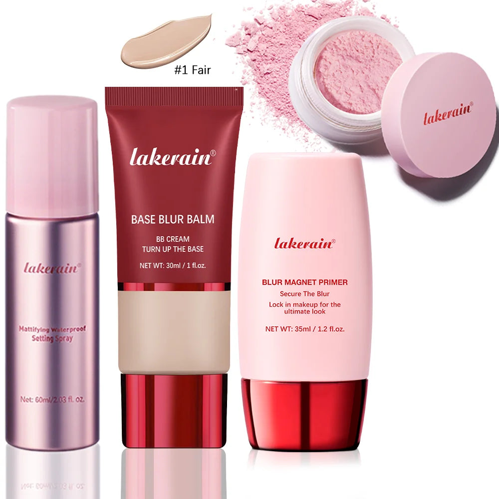 Travel Size Waterproof Setting Spray & Face Makeup Set - Blur Pore & Matte Finish