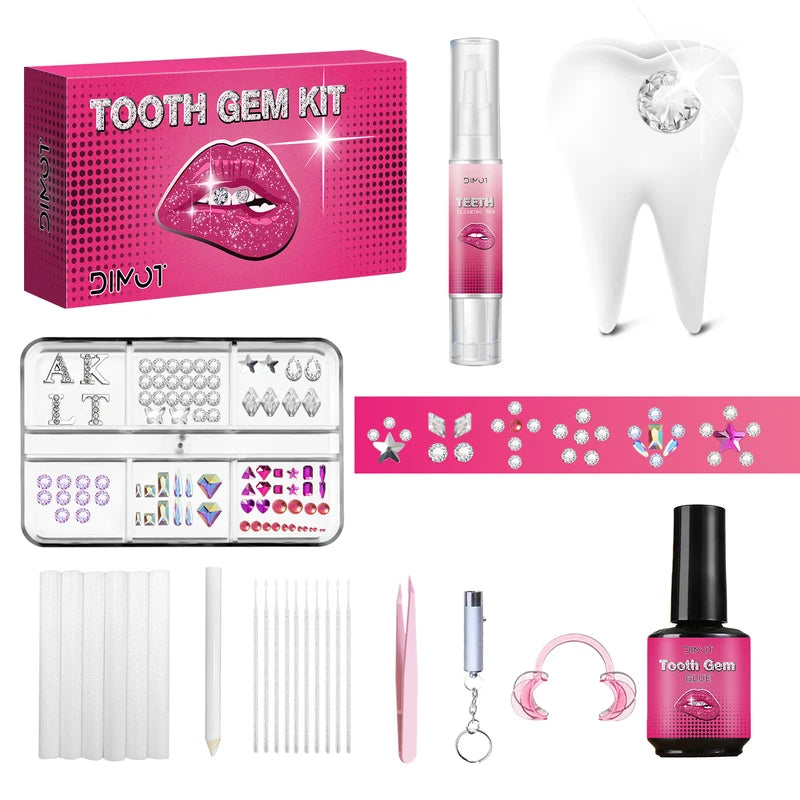DIY Tooth Gem Kit with Crystals & UV Light for Temporary Teeth Jewelry & Face Body Decor