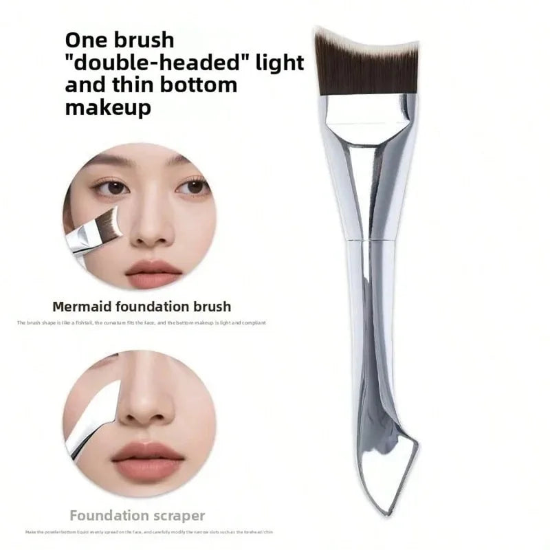 Upgraded Crescent Design Foundation Makeup Brush - Ultra-Thin Flat Spatula for Liquid Foundation, Precise Application, Beauty Tools